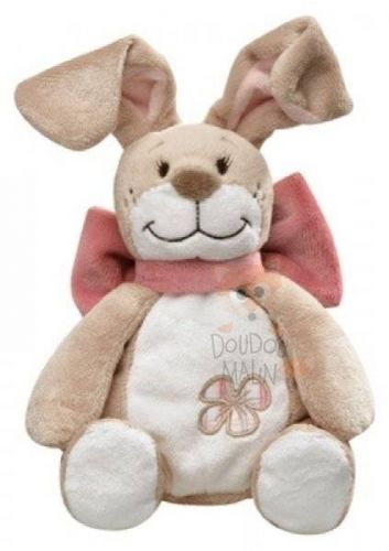  oscarine et léontine lapin rose marron beige broderie trèfle noeud 